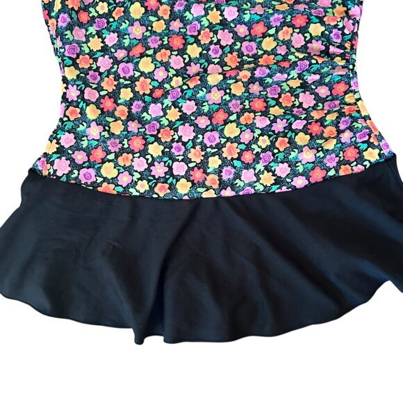 Vintage Pacific Connections Vibrant Floral Skirted One Piece Swimsuit - Picture 2 of 6